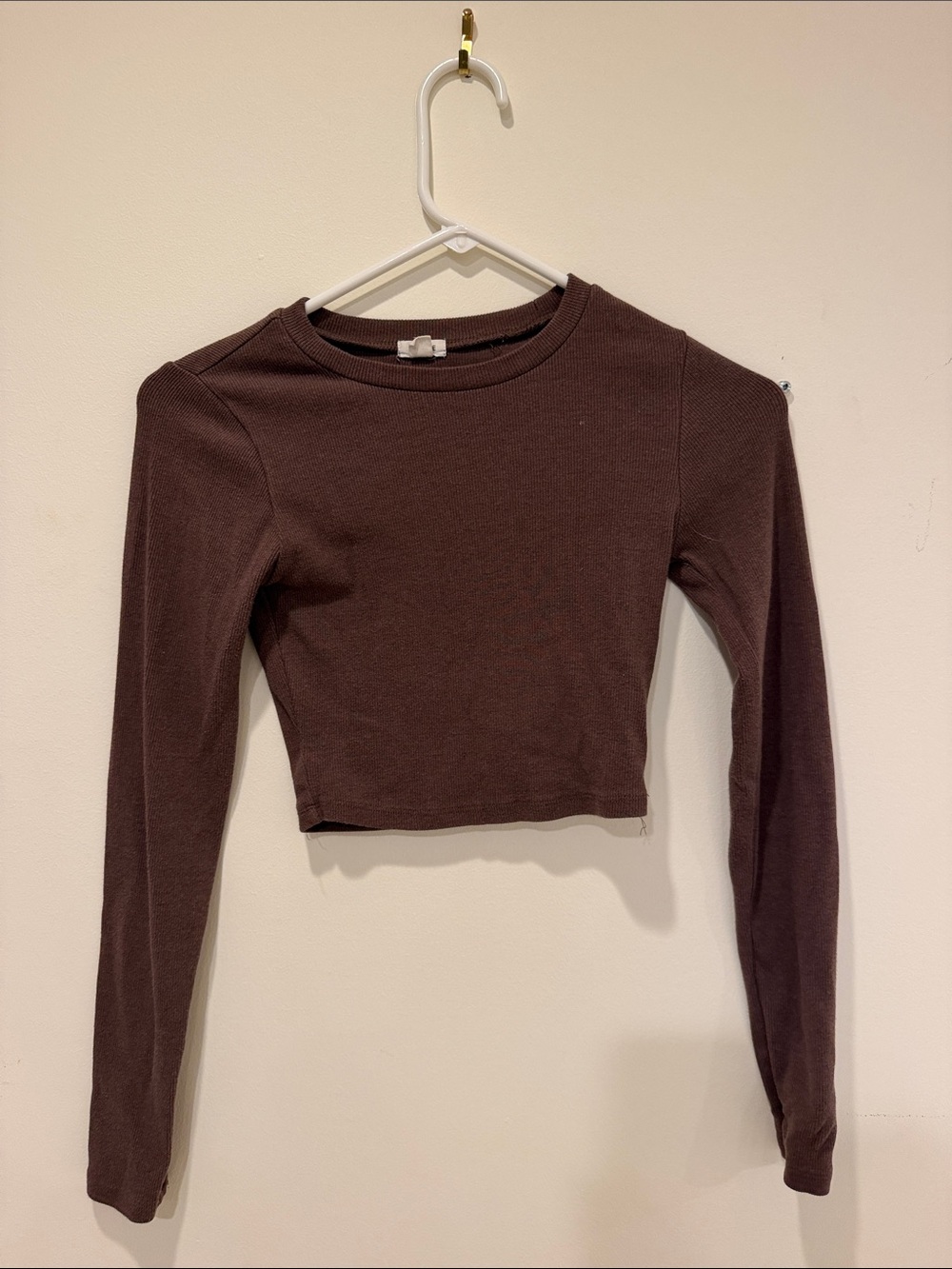 Garage Long-Sleeve Crop Top - Brown